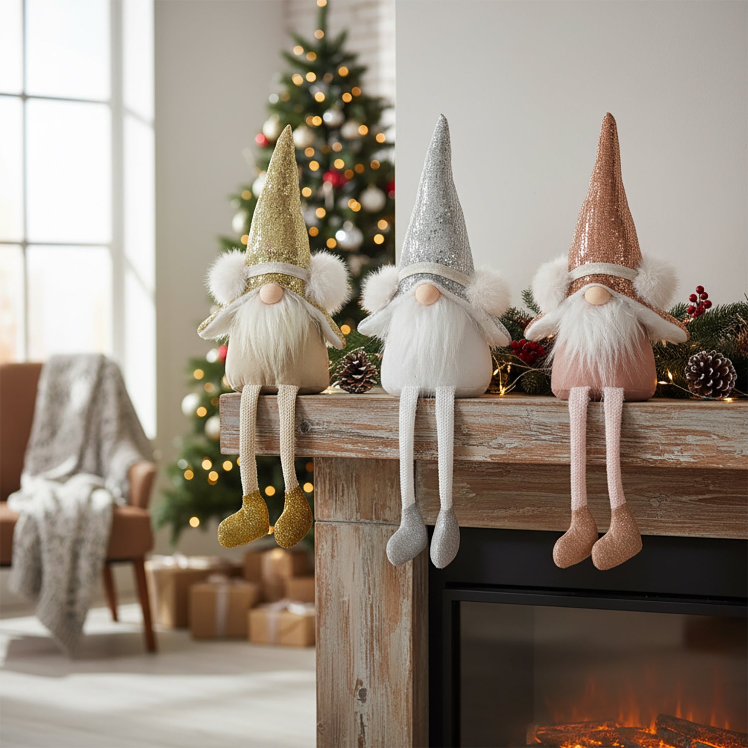 VESTIAMO CASA GRAN NATALE - Gnomo Natalizio con Gambe Penzolanti 32 cm